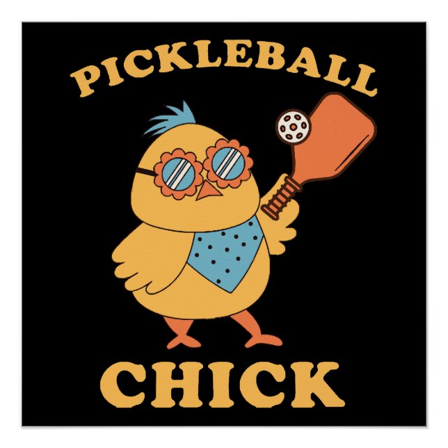 Pôster Pickleball Chick - retrô (Frente)