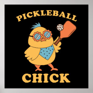 Poster Pickleball Chick - retrô
