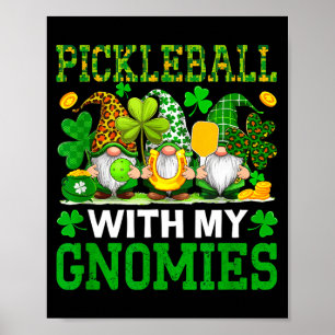 Poster Pickleball com gnomies jogador do dia de São Patrí