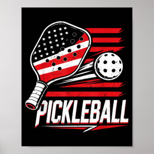 Poster Pickleball Feminino 4 de Julho Bandeira Americana