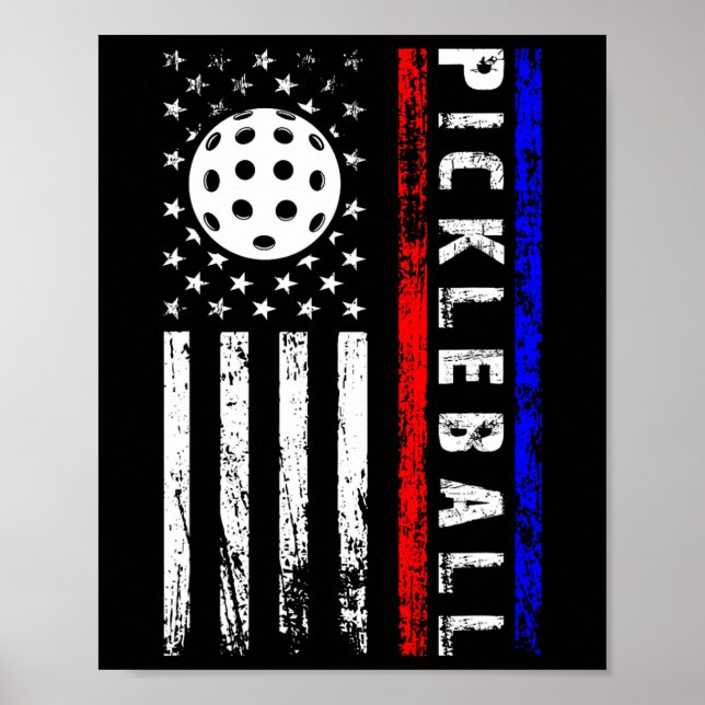 Poster Pickleball Lovers 4th Of July American Flag Pickle (Frente)