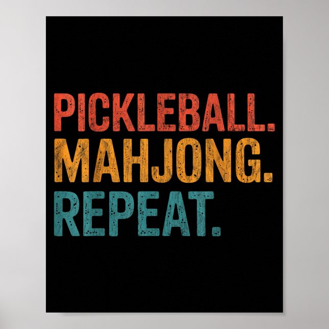 Poster Pickleball mahjong repetir engraçado  (Frente)