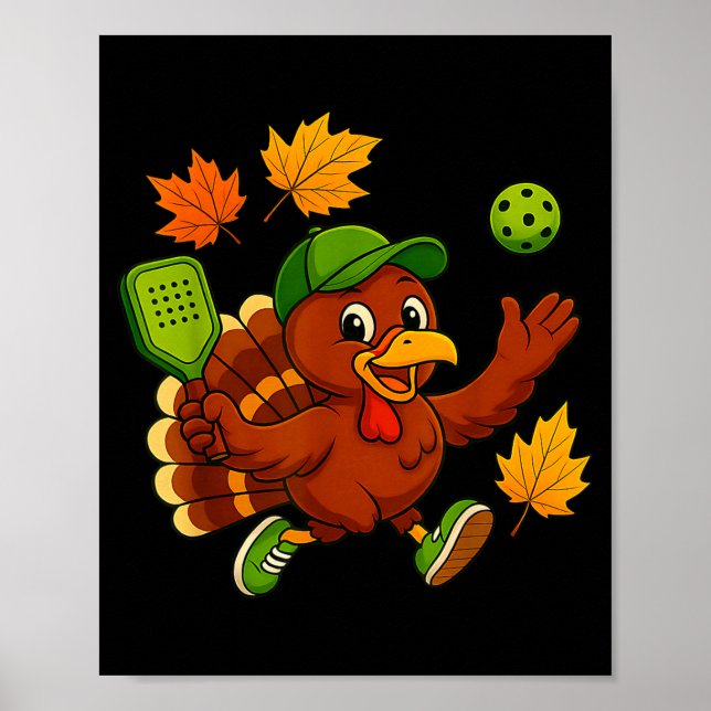 Poster Pickleball pickle ball turkey thanksgiving fall (Frente)
