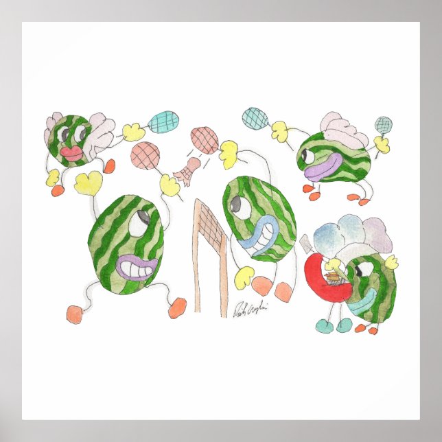 Poster Pickleball Team crazy cartoon group (Frente)