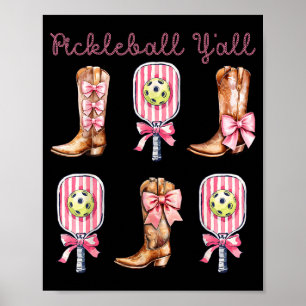 Poster Pickleball vocês botas ocidentais e remo engraçado