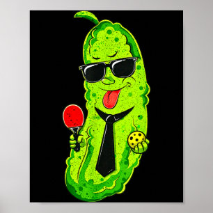 Poster Picles de pickleball com gravata e óculos de sol e