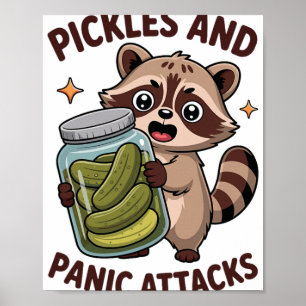 Poster Picles E Ataques De Pânico Guaxinim Engraçado Saúd