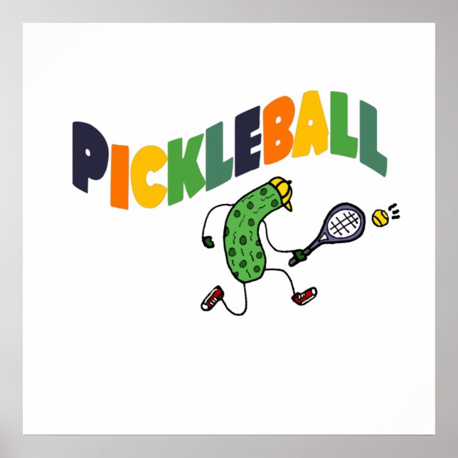 Poster Picles Engraçado Pickleball Jogando Pickleball (Frente)
