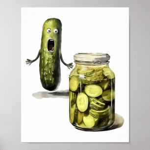 Poster Picles Engraçados Surpreendem Um Pepino E Um Jar D