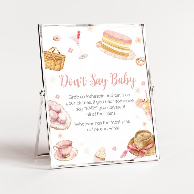 Poster Picnic Baby Brunch Chá de fraldas Don't say Baby (Picnic Baby Brunch Baby Shower Don't Say Baby Sign)