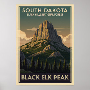 Poster Pico de Elk Negro da Floresta Nacional das Colinas
