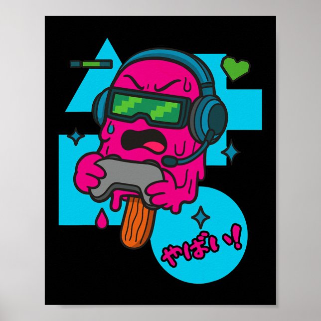 Poster Picolé de Gamer de Pixel Rage Farto Sorvete Derret (Frente)