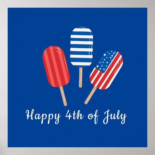 Poster Picolé Vermelho Branco Azul Moderno Minimalista (Frente)