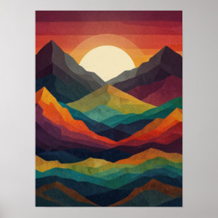 Poster Picos Abstratos do Nascer do Sol