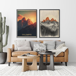 Poster Picos Carmesim – Viagens Dolomitas Vintage