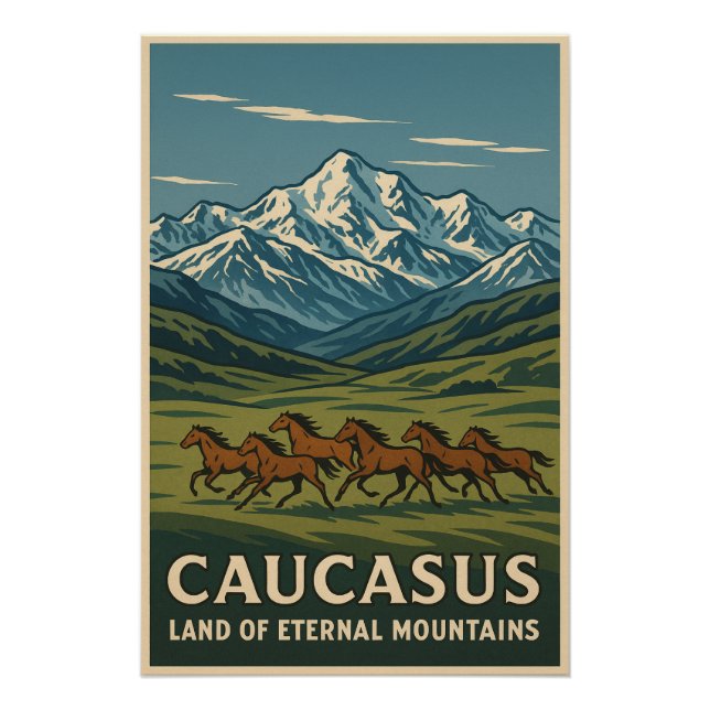 Pôster Picos do Cáucaso - Terra das Montanhas Eternas (Frente)