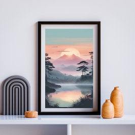 Poster Picos Gêmeos Sob o Sol Rosado