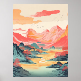 Poster Picos Vibrantes: Uma Montanha Paisagista