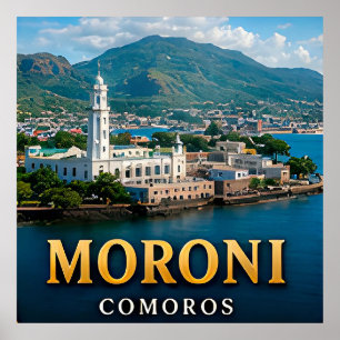 Poster Picos vulcânicos de Moroni e paraíso do Oceano Índ