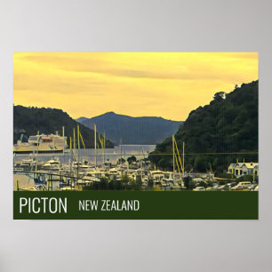Poster Picton Nova Zelândia Marlborough Sons viagem impre