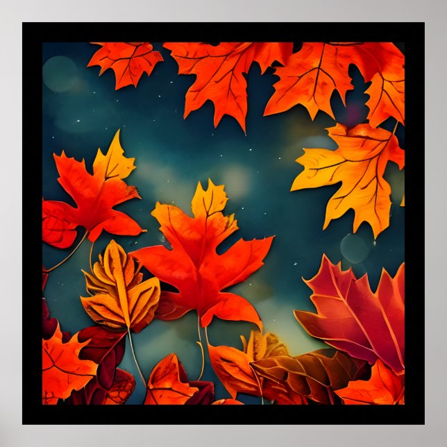 Poster Picturesque Rustic Autumn Maple Leaves (Frente)