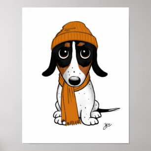 Poster Piebald Dachshund, um belo desenho animado com Bea