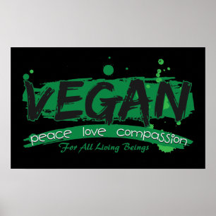 Pôster Piedade do amor da paz do Vegan
