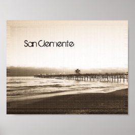 Poster Pier de San Clemente foto antiga da Califórnia