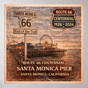 Poster Píer de Santa Mônica Centenário Califórnia