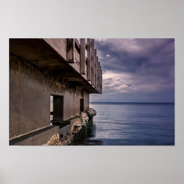 Poster Pier deck no pôr do sol (Frente)