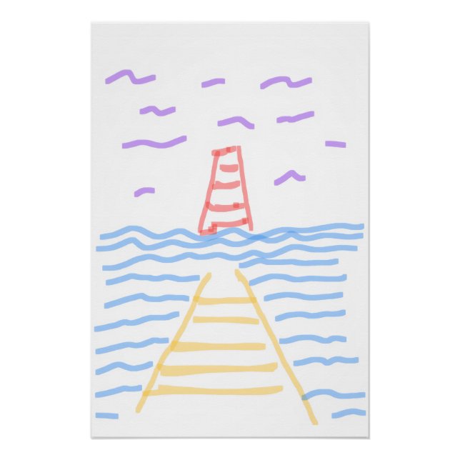 Pôster Pier e Lighthouse Poster brilhante (Frente)