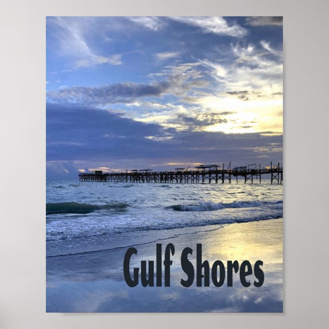 Poster Pier Sunrise Praia do Alabama Shores (Frente)