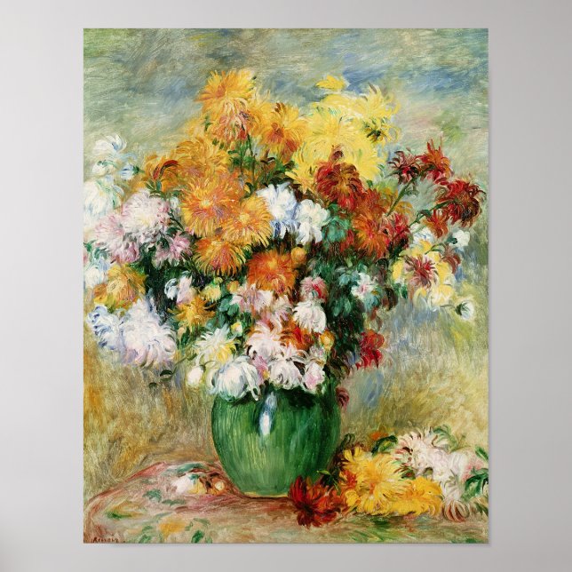 Poster Pierre A Renoir | Buquê de crisântemas (Frente)