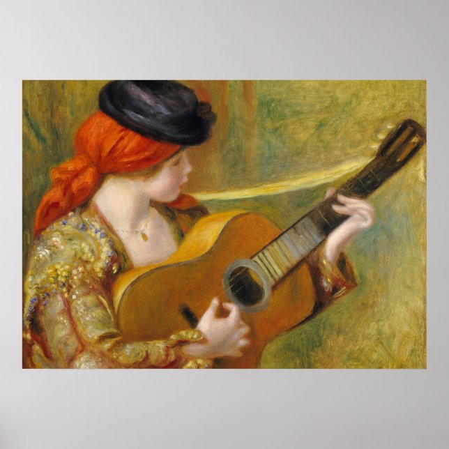 Poster Pierre A Renoir | Jovem Espanhola com Violão (Frente)