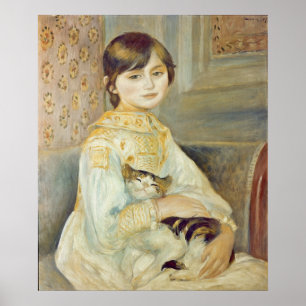 Pôster Pierre A Renoir   Julie Manet com Cat