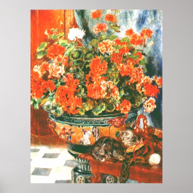Poster Pierre-Auguste Renoir Geraniums E Cats (Frente)
