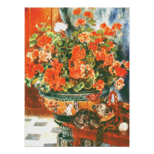Pôster Pierre-Auguste Renoir Geraniums E Cats