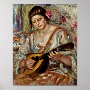 Pôster Pierre-Auguste Renoir - menina com um bandolim