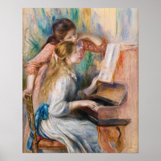 Poster Pierre Auguste Renoir - Meninas Jovens ao Piano (Frente)