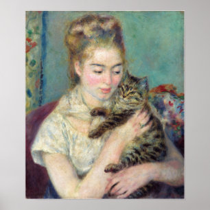 Poster Pierre-Auguste Renoir - Mulher com gato