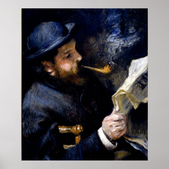 Poster Pierre Renoir - Claude Monet Lendo um Jornal (Frente)