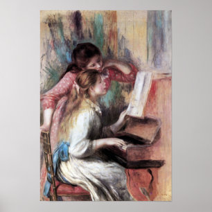 Pôster Pierre Renoir - raparigas no piano