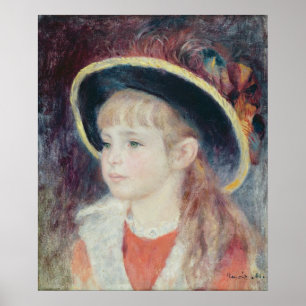 Poster Pierre uma rapariga de Renoir   em um chapéu azul