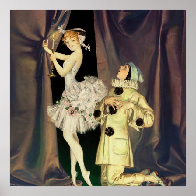 Poster "Pierrot and Columbine", por FX Leyendecker (Frente)