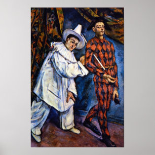 Pôster Pierrot e Harlequin, carnaval por Paul Cezanne