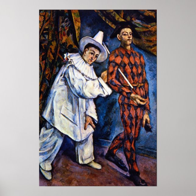Pôster Pierrot e Harlequin, Mardi Gras por Paul Cezanne (Frente)