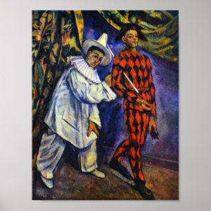 Poster Pierrot e Harlequin por Paul Cezanne