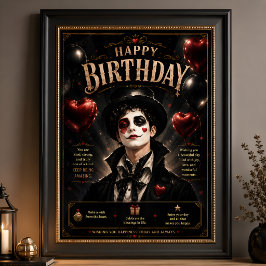 Poster Pierrot Elegante Preto e Branco