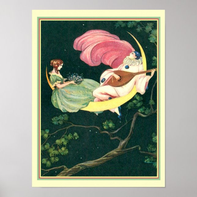 Poster "Pierrot Moon Serenade" cerca de 1920 Deco Impress (Frente)