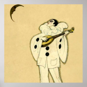 Poster Pierrot Serenades a Crescent Moon por Sophia Chios